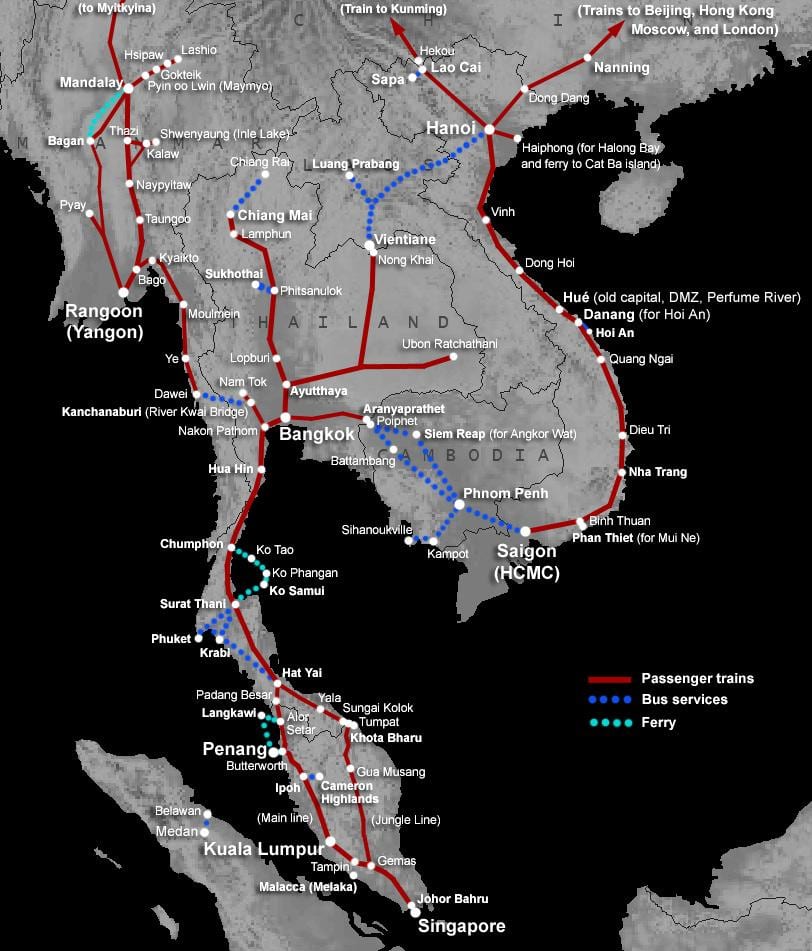 lào bản đồ đường sắt