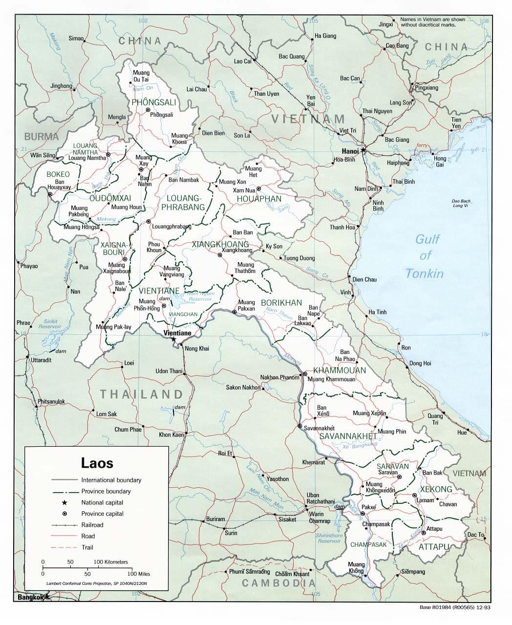 Bản đồ của lào đi du lịch