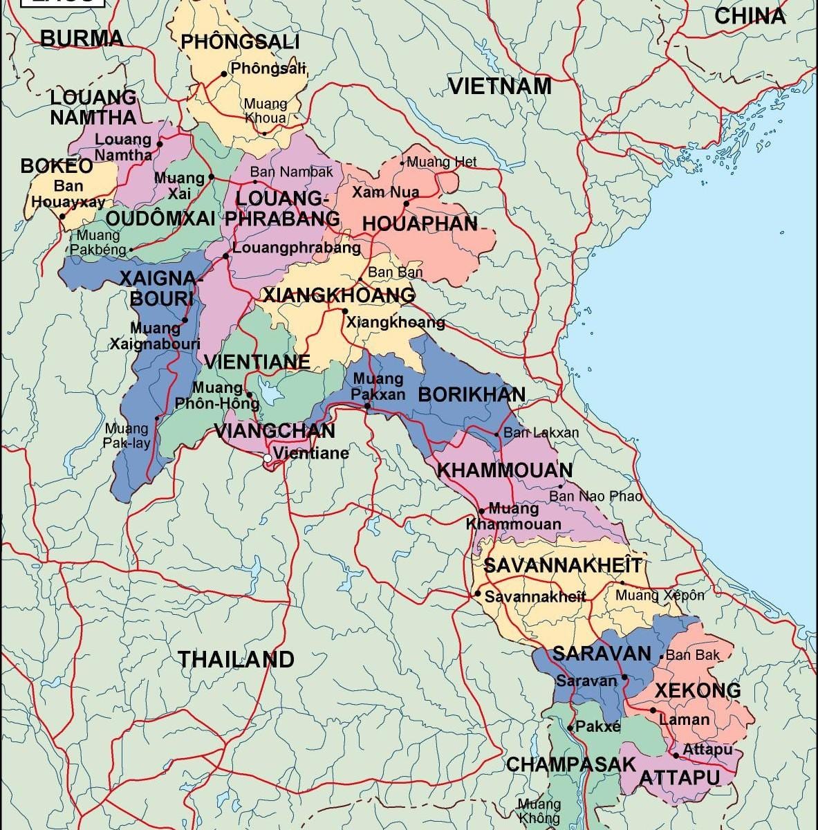 lào bản đồ chính trị