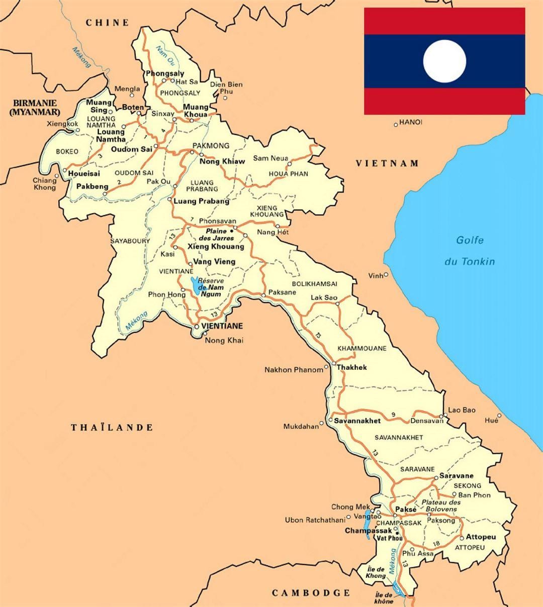 chi tiết và bản đồ của lào