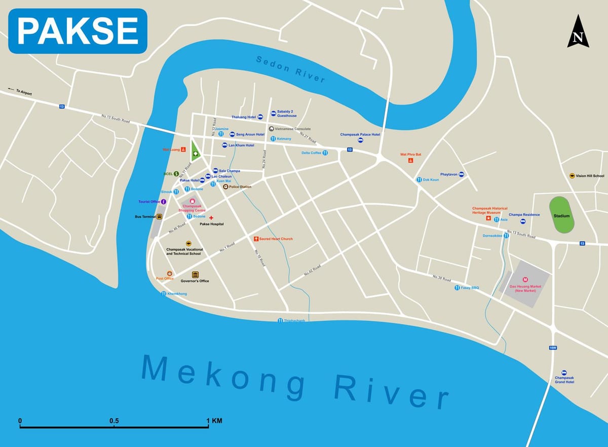 pakse bản đồ lào