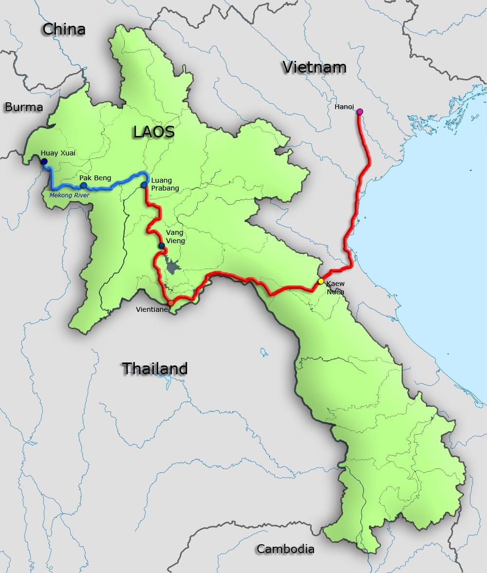 sông mekong tại lào bản đồ