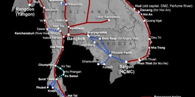 Lào bản đồ đường sắt