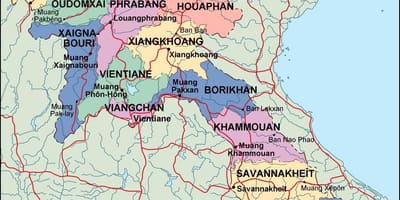 Lào bản đồ chính trị
