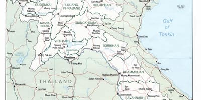 Lào bản đồ với thành phố